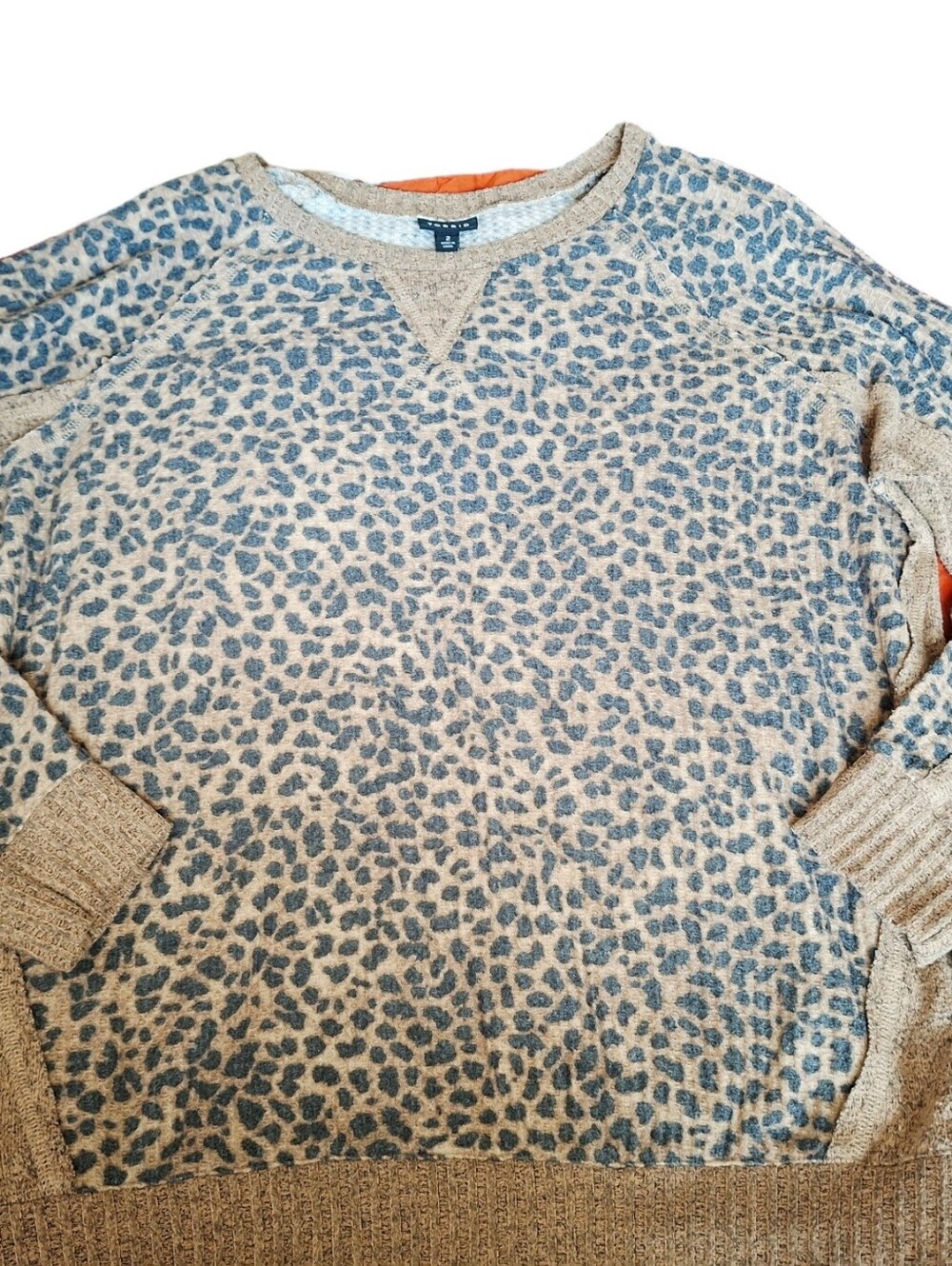 Torrid Womens Leopard Print Crewneck Sweater - Beige/black Cozy Winter Sz 2X